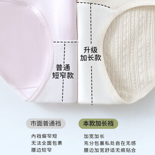 雅鹿4条装内裤女士纯棉高腰抗菌100%全棉加长裆大码收腹女生三角短裤 白色+白色+奶黄+芋紫 L 适合90-130斤