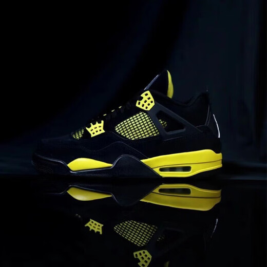 Nike (Nike) Herrenschuhe Frauenschuhe Air Jordan 4 AJ4 Thunderbolt Schwarz und gelbe Sportschuhe trendy lässige Basketballschuhe Herren FB9927/FB9928-200 Military Green 36 Gs