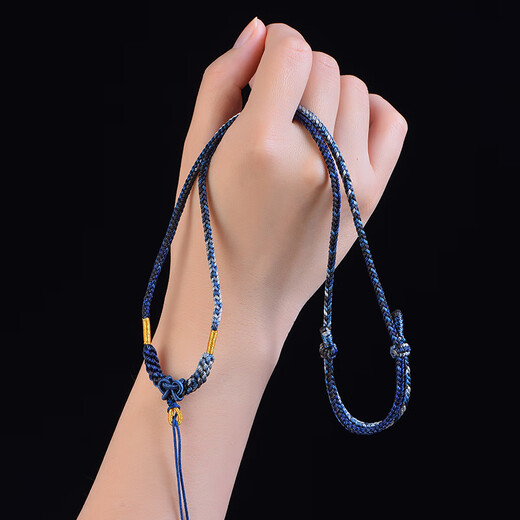 Chili high-end hand-woven necklace rope gold pendant lanyard jade pendant jade beeswax Wushi brand men and women with rope hand-woven pendant rope