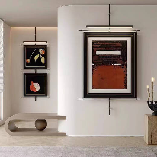 Yonghuan mur métal suspendu boom peinture suspendue avec un style de luxe léger hôtel modèle chambre entrée de thé décoration décoration de style un style global 13575 cadre photo 6380 câblage léger