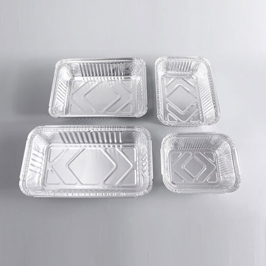 Choulebang BBQ tin foil box 500 packs rectangular takeaway disposable aluminum foil lunch box packaging box with lid manufacturer wholesale 3524 fish plate 100