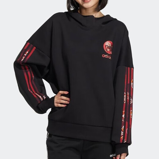 阿迪达斯 （adidas）女装运动套装秋季新款舒适休闲连帽卫衣套头衫上衣收口长裤两件套 HM7482+GM5542 XL