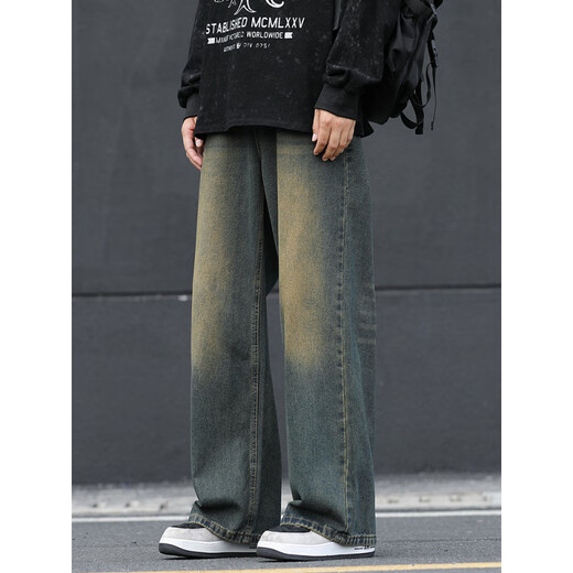 A 21 Funker Herren-Wash-Jeans für Jungen gerade lose 2025 neue drapierte Weitbeinhosen für Männer Sommer dünn 1047 nostalgisch s