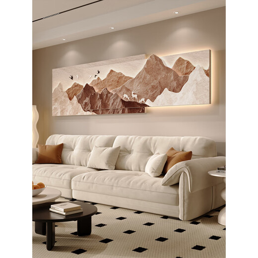 Wen Shiou a une peinture de décoration de salon de dossier de dossier, un mur de canapé de luxe léger peinture de peinture suspendue 2025 Nouvelle peinture de paysage en trois dimensions D a un dossier 12034cm de la peinture de lampe de banque de puissance [Banque de puissance + commutateur de télécommande]