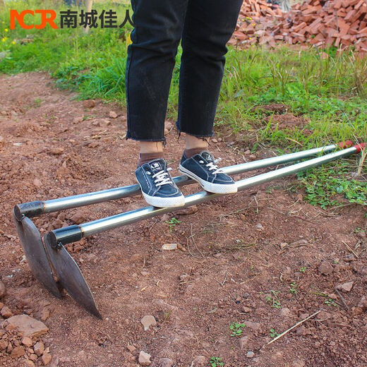 Ye Yu 304 stainless steel hoe extra thick hoe with integrated thickened long handle agricultural digging hoe all steel weeding forged integrated wide mouth flat hoe (welded steel handle length 1.5