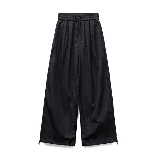 Maden 2025 Summer New Black Relajado Pantalones casuales Pantalones sueltos Pantalones de pierna ancha pantalones de cordón