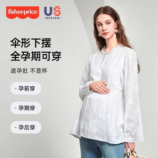 Fisher Maternity Suit Summer Top Maternity Shirt Summer Summer Maternity Pantalon Coton Doll Coton Suit Summer White Long-Majusted