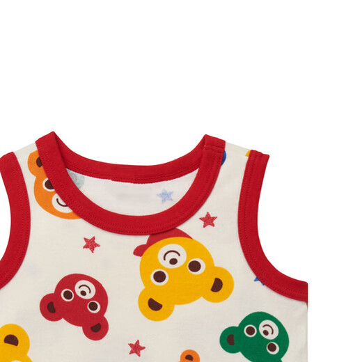 MIKIHOUSE Japanese boys and girls cartoon star bear head all-printed t-shirt children's vest short-sleeved vest 90 cm