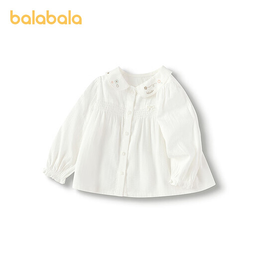 Balabala shopping mall same style baby shirt sweet A-type girls long-sleeved top 2025 new autumn wear white tone 00311 90