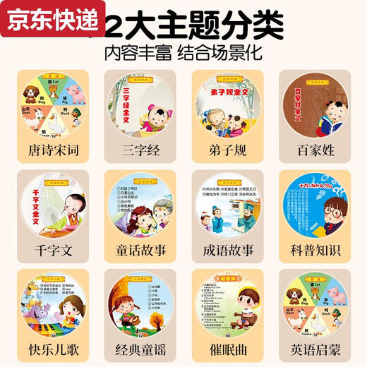 蓝彩何儿童留声机早教机学习卡片唱片故事机音乐播放器启蒙智能玩具 升级款96中文卡片+96英文卡片100