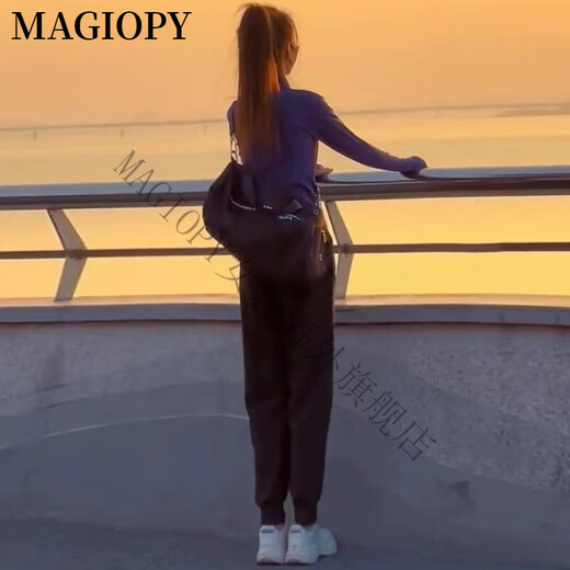 MAGIOPY国际奢侈高档品牌2025新款夏季户外休闲运动套装女速干蓝色长袖上 蓝色上衣+黑色裤子 S(100斤以内)