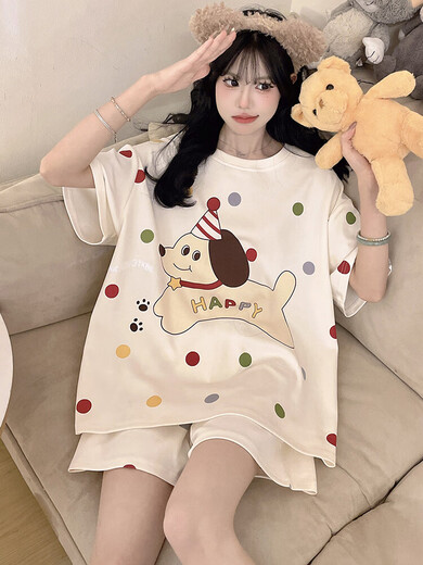 Lindas chicas de pijamas de pijamas de algodón puro verano de manga corta de manga corta de talla grande MM MM Ropa para el hogar Qys9912 m (adecuado para 80-100 Jin [Jin equivale a 0.5 kg])