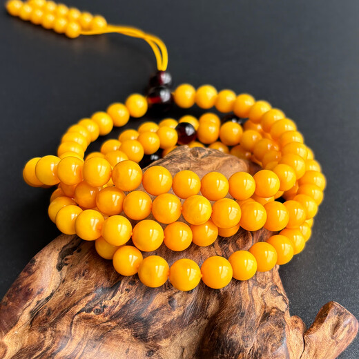 Yuzhi 1 item 1 certificate 1 shot beeswax bracelet for women 108 beads rosary natural amber bracelet bead diameter 7.4mm 25.11g G354