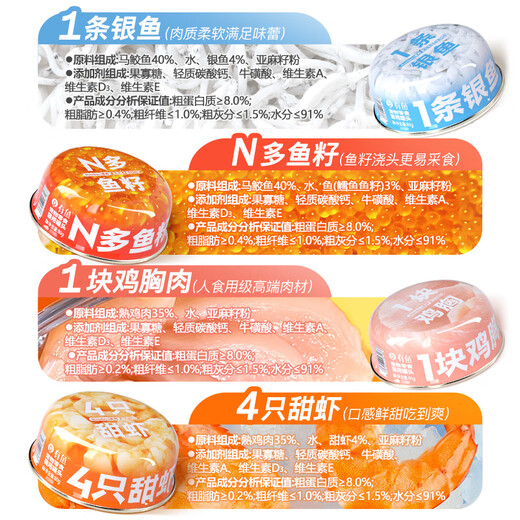 Fish canned cat wet food for cats and kittens, cat hydration snack cans, chicken flavor 80g*12 cans