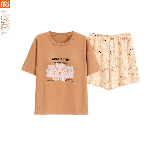 莫代尔睡衣女夏季2025年新款短袖套装全可外穿薄款卡通休闲家居服 Y9853 M 建议75-95斤