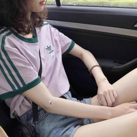 Adidas New Fashion Classic Damen Kurzärärmelte T-Shirt Taro Purple Sports Rundhals Hals lässig halbärmelig Top Trend 9893 Taro Purple Du9893 m