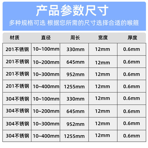 Min Hongshi Monitoring hoop holder bracket Full steel clamp of hoop holder, telephone pole hoop holder tube 304 stainless steel throat hoop, stainless steel hoop holder ring 100MM