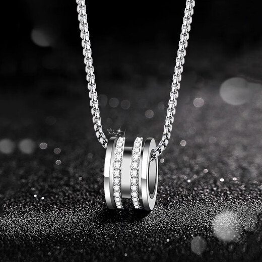 MZMZ platinum necklace men's new fashionable temperament PT950 platinum transfer bead pendant love birthday gift for boyfriend light luxury model - local warehouse next day delivery chain length 60cm