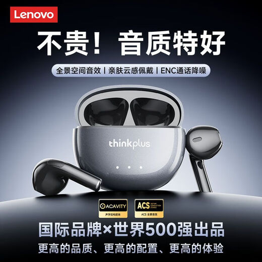 Lenovo flagship top-of-the-line Bluetooth headset, semi-in-ear Bluetooth 5.4 true wireless music, high quality, long battery life, smart calls, noise reduction, sports riding, suitable for Apple, iron gray, super long battery life + cloud-like comfort, upgraded Bluetooth 5.4 core - HiFi gold standard sound quality