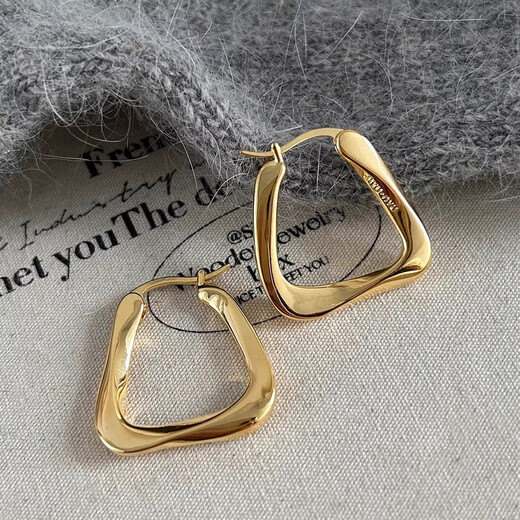 Yinyu retro gold pigmented hoop earrings, irregular minimalist metal high-end earrings, temperament earrings, gold earrings for women, gold earrings
