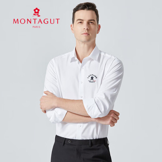 Montagut (Montagut) No hierro, sin marca y anti-hrinking Spring y otoño camisa de hombre de manga larga Camiseta profesional formal de camisa formal estante de negocios informales G677 White L 175