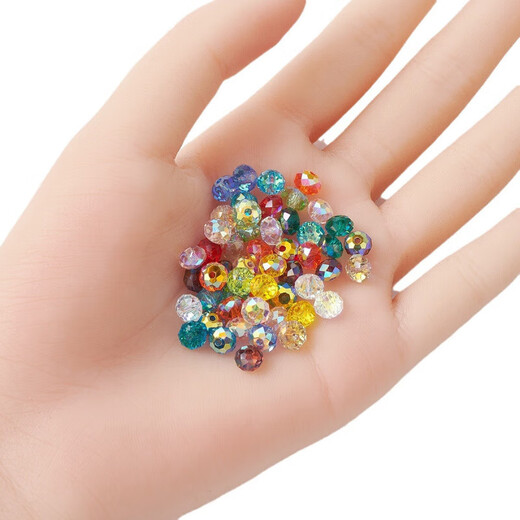 New product 6/8mm AB color plated flat beads glass beads DIY beaded bracelet necklace jewelry accessories cut loose beads 6mm mixed color about 50 pcs/pack