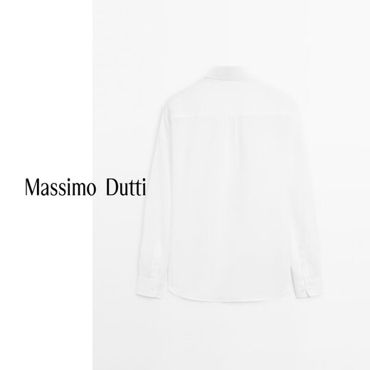 Massimo Dutti discount upgrade 2026 men's casual style simple and versatile standard version linen shirt men's long sleeve 00131726 white M (CN 180/96A) size is too large