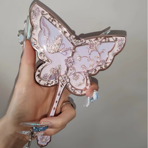 Flower Knowledge Sweetheart Bear Handheld Portable Makeup Mirror for Girls Cute Portable Handheld Mirror Cosmetics Authentic 8th Anniversary Purple Pink Beautiful 1 Piece