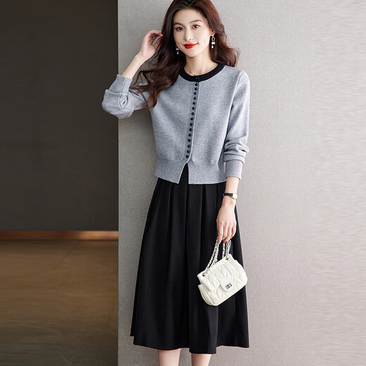 Robe de marque haut de gamme de luxe ehangy pour les femmes 2025 Automne Nouvelle jupe de veste courte à la mode haut de gamme blanche S 85-95jin [Jin est égal à 0,5 kg]