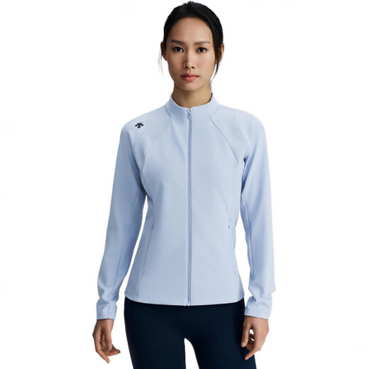 迪桑特（DESCENTE）WOMENSTRAINING系列logo修身针织运动夹克外套女款 LB-LIGHT BLUE S (160/80A)