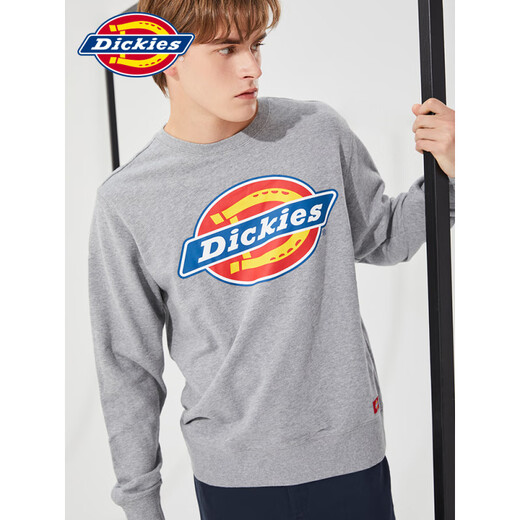 Dickies圆领卫衣秋冬上新情侣印花男女休闲百搭纯棉宽松套头上衣 黑色12596 【个性镭射标】 XS