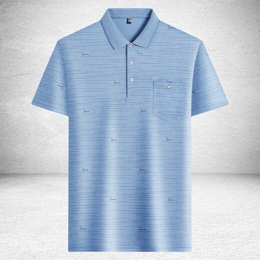 Zga Hailan Home The New New Summer d'âge moyen de l'âge moyen T-shirt à manches courtes en soie mince 9923_BLUE M 48_165_