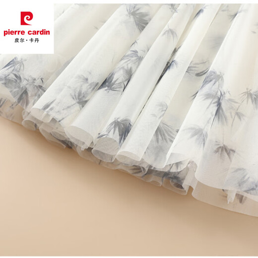 Pierre cardin ink printed chiffon skirt women's short skirt floral summer new A-line skirt flowing gauze skirt large over knee mid skirt new fabric chiffon (9906-3) M one size (skirt length 68c)