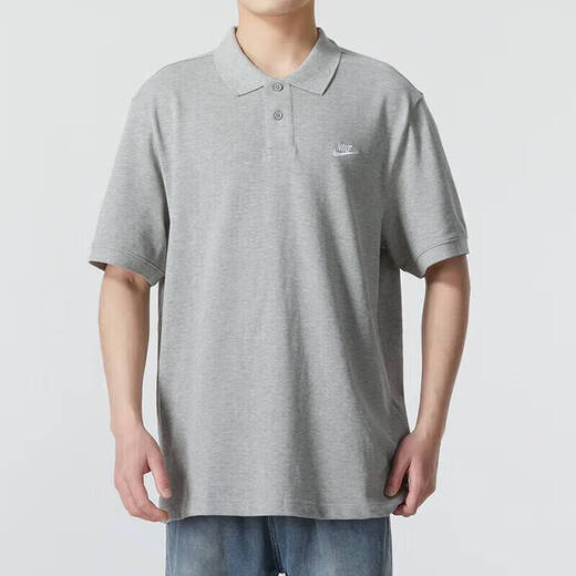 Nike (Nike) Offizieller Schiffsgeschäft kurzärmelige Herrenkleidung, neue Frühlings- und Sommersportwear, modisches atmungsaktives Polo-Hemd, Revers-T-Shirt, FN3895-063/Grey Sticked Small Label XL XL