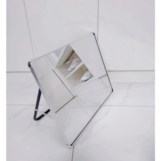 Shoe fitting mirror, shoe shop mirror cabinet, aluminum alloy frame, floor-standing, shoe-changing, make-up special mirror, live photo taking, silver 40*40 anti-