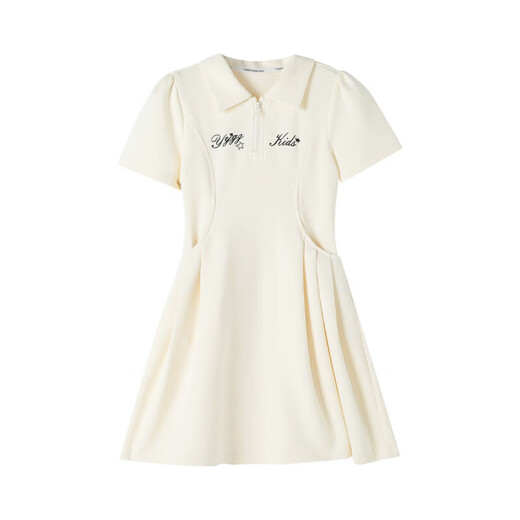 Princess Yuanyuan Children's Dress Summer Girls Breathable Ice Silk Polo Skirt 25 New Casual A-line Skirt for Medium and Large Children Beige 160 cm