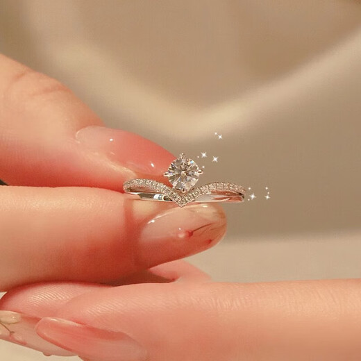 Pt950 Platinum Princess Crown Moissanite Diamond Ring Women's Ring Couple Ring Valentine's Day Girlfriend Gift Princess Crown Diamond Ring 50 Points - Light Luxury Model You need to contact customer service to customize the circle number and note.