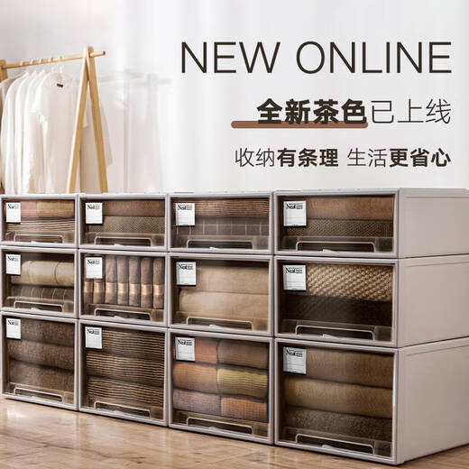 Pupan-Garderobe Aufbewahrungsbox Schublade Kleidungskasten Haushalt Kleidung Aufbewahrungsbox Plastik Plastik Unterwäsche Aufbewahrungsschrank C3523 Tiefe 45*Breite 35*High 23cm Einpack von braunen Exportqualität/No Installation