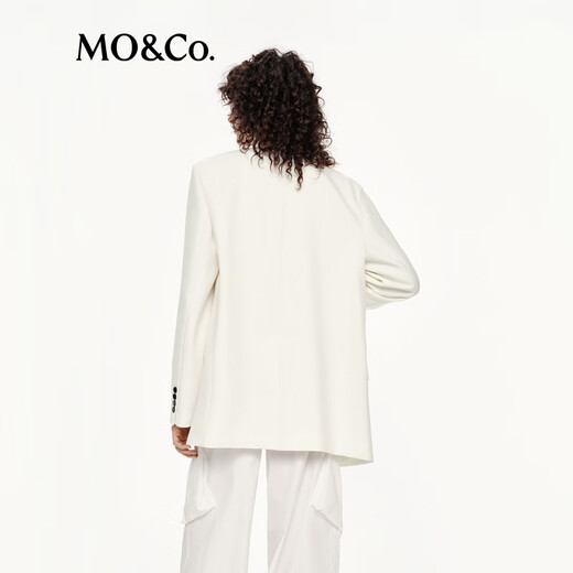 MO&Co. C+ Series Fake Two-piece Suit 2025 Autumn New Arrival Collarless Shoulder Padded Outline Jacket MBE3BLA019 Beige S /160