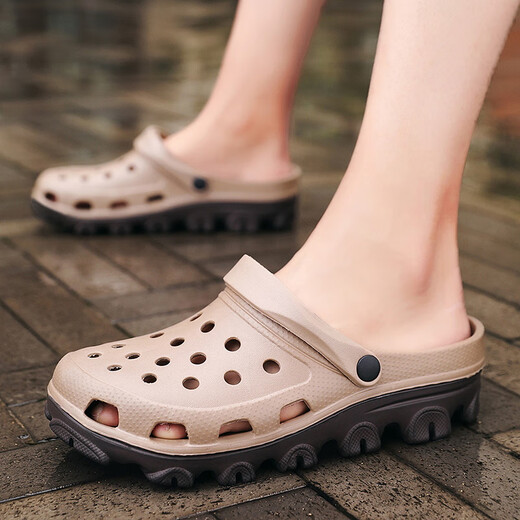 Zapatos de agujero de gran tamaño Xuanyuan 47-49 Sandalias especiales para hombres para zapatillas de doble propósito transpirables y sin deslizamiento más grasas más sandalias más grandes S9859 caqui 39