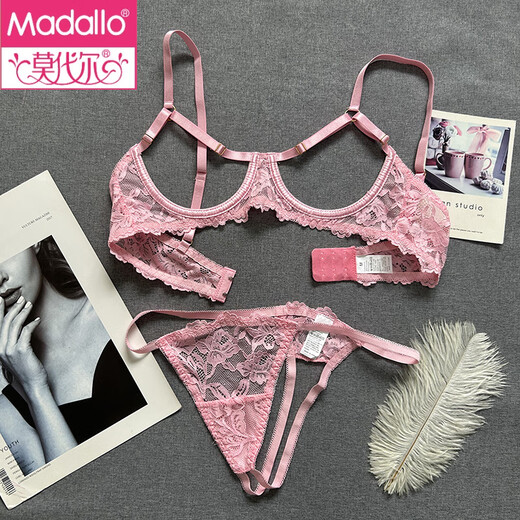 Modal small breasts show big French style steel ring push-up hollow bra sentimental underwear showing breasts bra bra set red L is too large for 85ABC