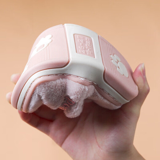 Ormondwei Children's Bag Heel Cotton Shoes Autumn and Winter Indoor Home Slippers Baby Warm Toddler Cotton Slippers 1-3 Years Old WB02 Pink 18 (18-19) Code