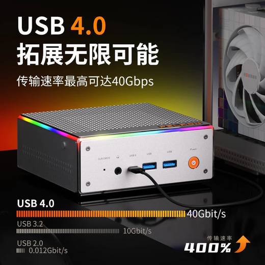 Panlei National Subsidy 20% Mini Host 12th Generation Intel Core I7 12650H Mini Host 16G 1TB High Performance Gaming Office RGB Metal Desktop Computer