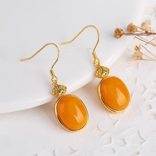 ADRIUS luxury high-end new style old beeswax Ruyi ear hooks 925 silver for women, simple sense of oriental aesthetics old beeswax Ruyi earrings