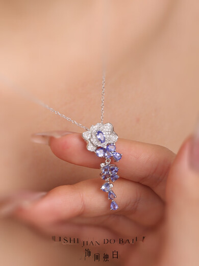 DYAI natural tanzanite necklace for women 925 silver inlaid original design coconut tree simple clavicle chain pendant tanzanite necklace