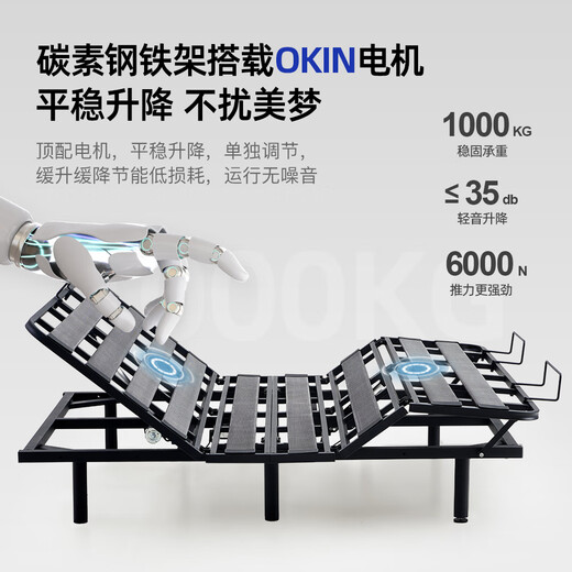 Saint Siman Big Black Bear Electric Smart Bed Multi-function Fully Automatic Lifting Double Split Elderly Helps to Get Up the Suspended Bed K6172 Dual Motor (Smart Bed + Lingrou Spring Mattress) Double Control Sleeping [Remote Control + Mini Program/1.8 meters]