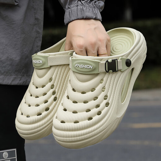 
Maoli men's sandals for summer new style wear-resistant wear-resistant toe-head-popping shoes, anti-slip thick-soled stool-skinned beach slippers Main picture color 42 -43 (inner length 265mm) positive size