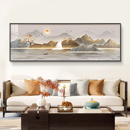 Yihuanyu Rising Sun Living Room Hanging Painting Modern Light Luxury Sofa Background Wall Decoration Painting Landscape Painting High-End Atmosphere Horizontal Edition