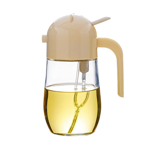 Dual-purpose oil kettle, spray and pour, dual-purpose kitchen household spray kettle, spray oil kettle, leak-proof seasoning bottle, sauce vinegar oil bottle, bear dual-purpose oil kettle (yellow), 580ml