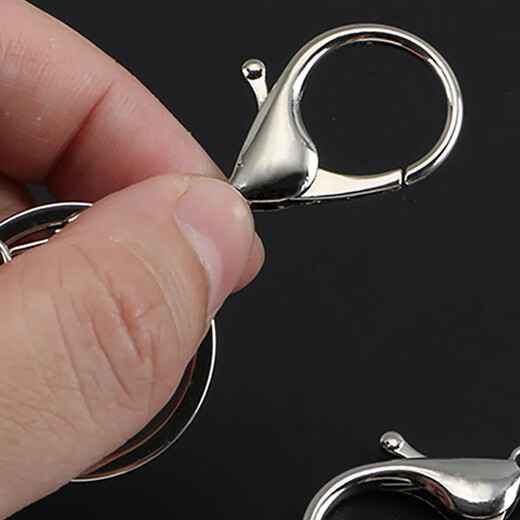 Suican diy jewelry accessories lobster buckle keychain combination metal key chain school bag pendant handmade doll material silver 10 pieces four-section chain + shrimp buckle